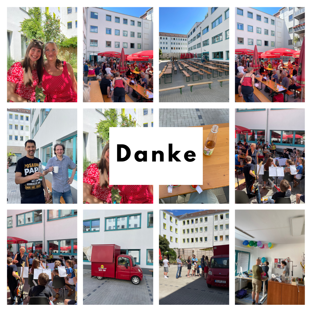 Collage mit Bildern eines Sommerfests der Musikschule Musication 2025